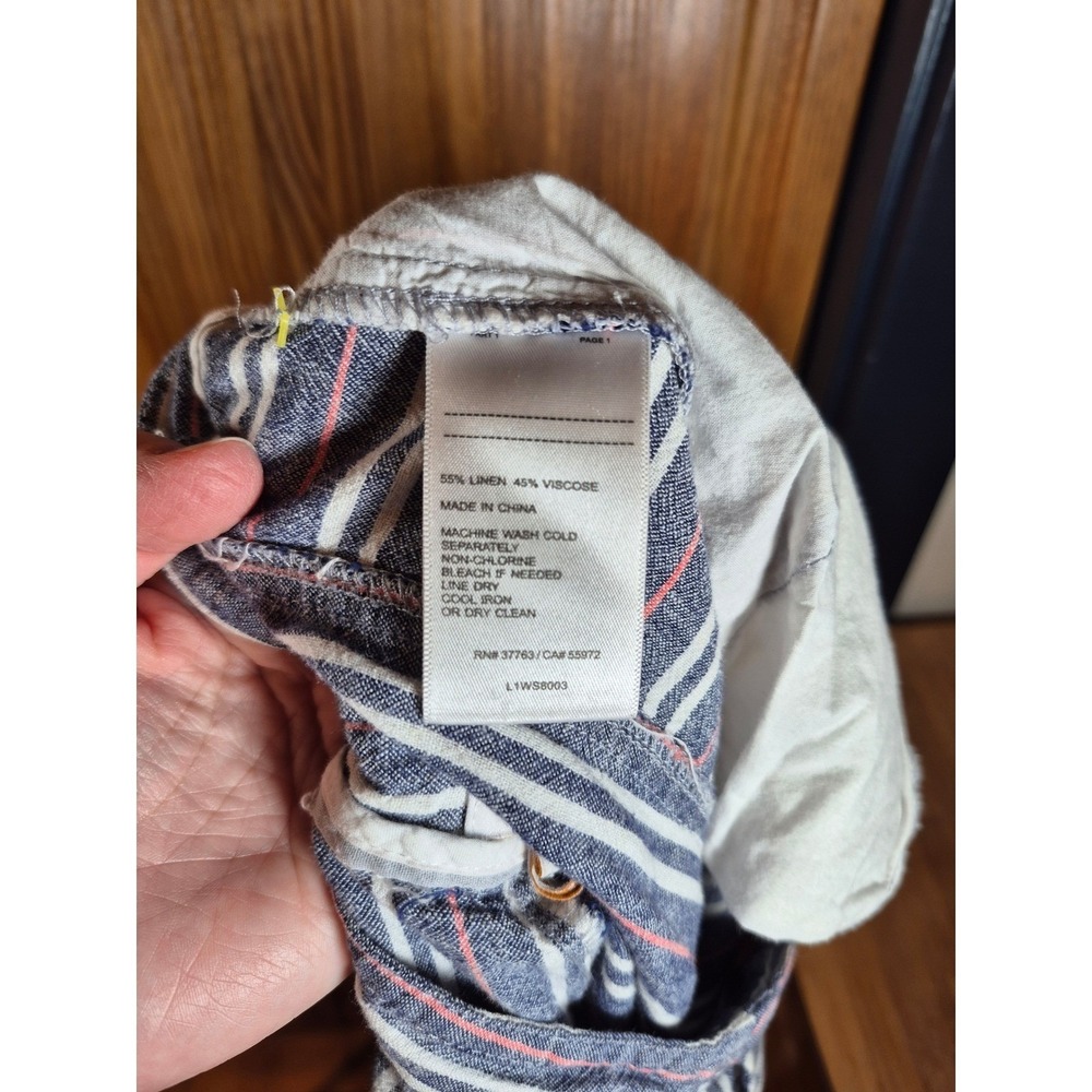 Laundry by Shelli Segal Striped Linen Blend Wide Leg Pants Blue Pink Size‎ 8 - Picture 5 of 6